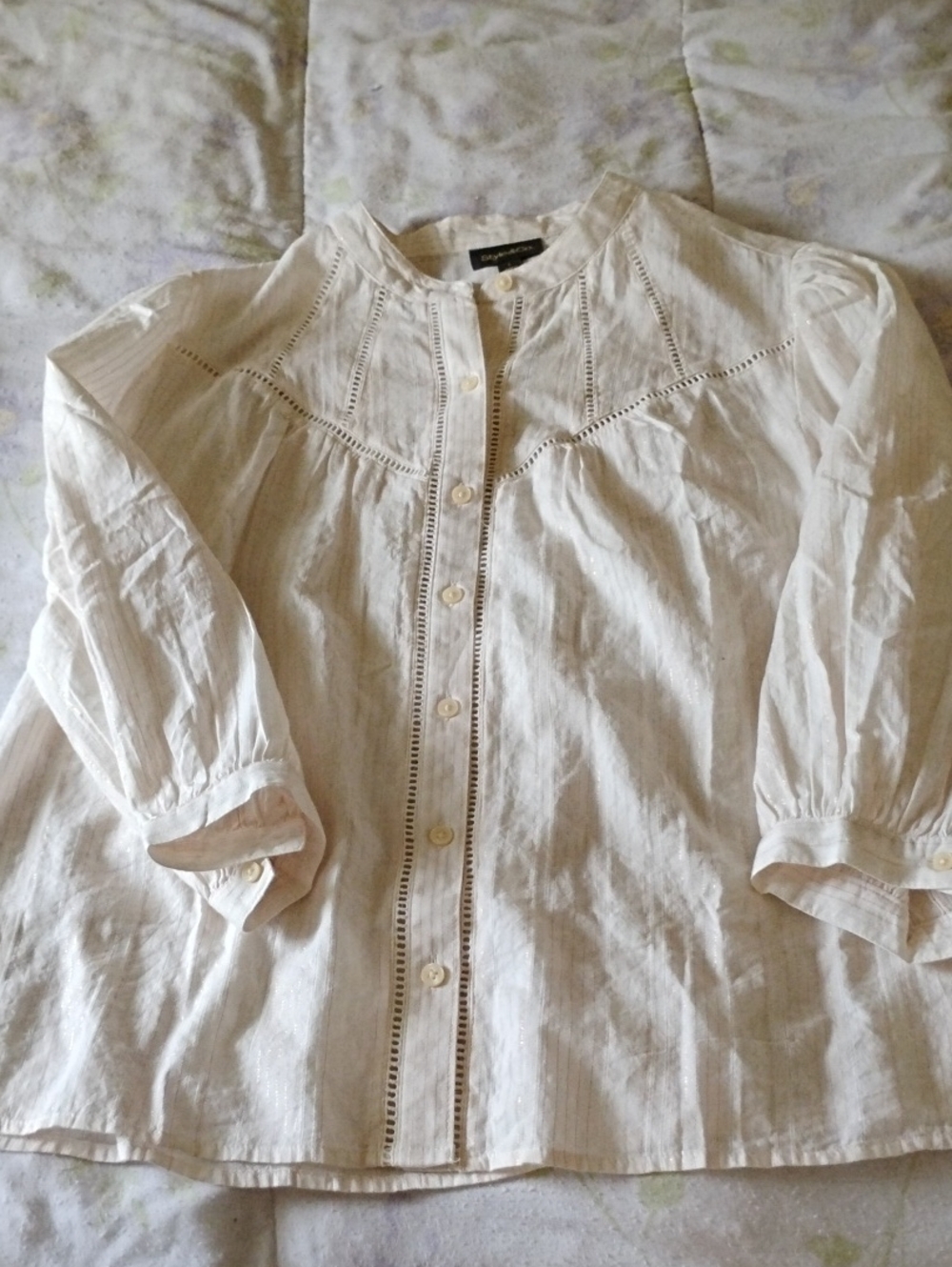 Style & Co. Cream Button-Front Women's Blouse